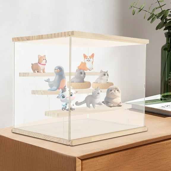 4 Tier Clear Acrylic Display Case Stand Storage Box for Collectibles or Retail Display Anime Figures Perfume Lipstick, Dustproof Showcase Countertop Organizer Case