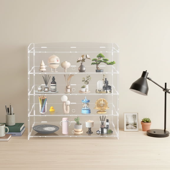 4 Tier Clear Acrylic Display Shelf, Modern Bakery Pastry Case, Retail Display Counter Case, Cookie Cabinet