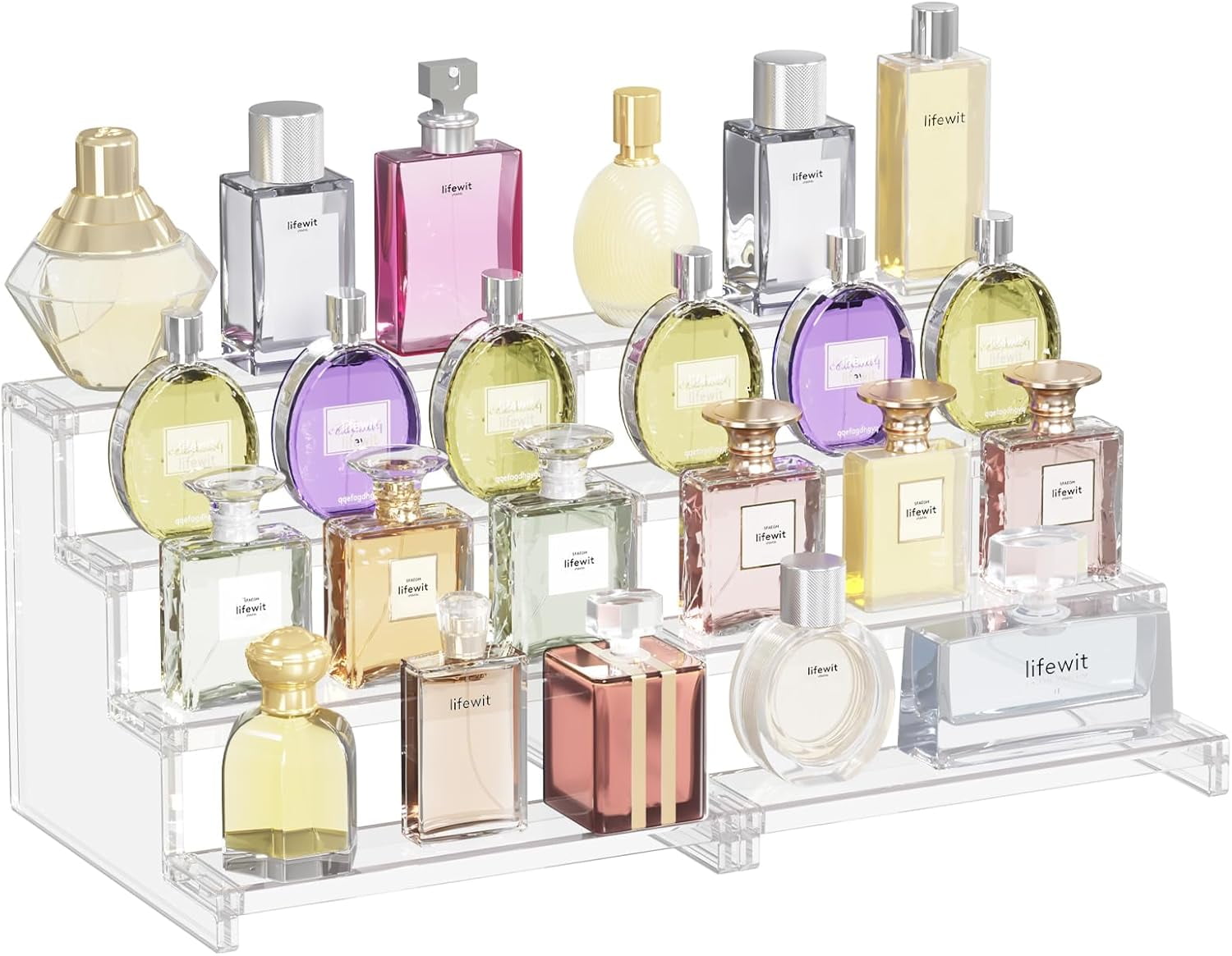 4 Tier Clear Display Risers Stand, 2 Pack Plastic Risers for Display ...