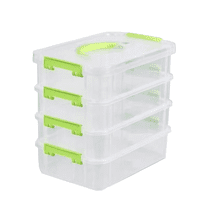4-Tier Clear Storage Box, Multi-Functional Stackable Portable Organizer, Ideal for Art Supplies, Sewing Materials, Nail Care Items, and More