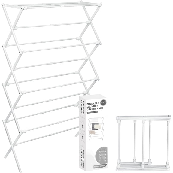 4-Tier Clothes Drying Rack, 4ft High Foldable Drying Rack Clothing for Indoor & Outdoor, Portable Collapsible Laundry Dryer for Laundry Room and Apartment, White 29" L x 49" H x 11.5" W