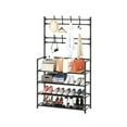 4Tier Coat and Shoe Rack, Entryway Bench with Coat Rack, Multipurpose