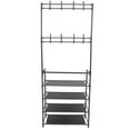 thumbnail image 1 of 4-Tier Entryway Coat and Shoe Rack with 8 Hooks, Double Row Shoe Organizer for Living Room, Bedroom, Office - Black, 1 of 6