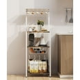 thumbnail image 1 of 4 Tier Coffee Bar Station, Corner Bakers Rack with 5 Hooks & Wire Basket, Coffee Maker Stand for Small Space, Kitchen Storage Shelf for Entryway, Living Room, Café, White, 16.5"x13"x47.8", 1 of 14
