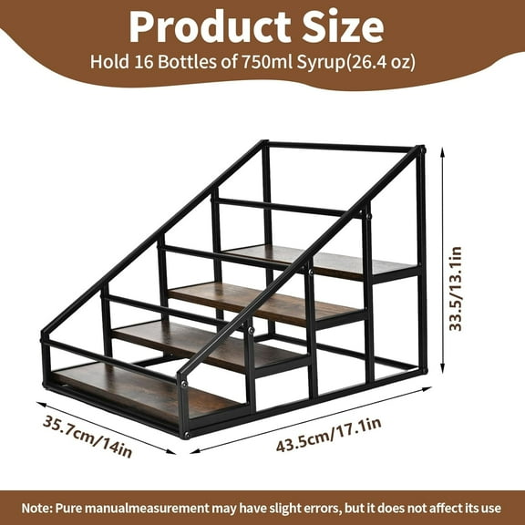 4-Tier Coffee Syrup Organizer Rack, Liquor Bottle Display Shelf, Spice Racks for Kitchen  Storage