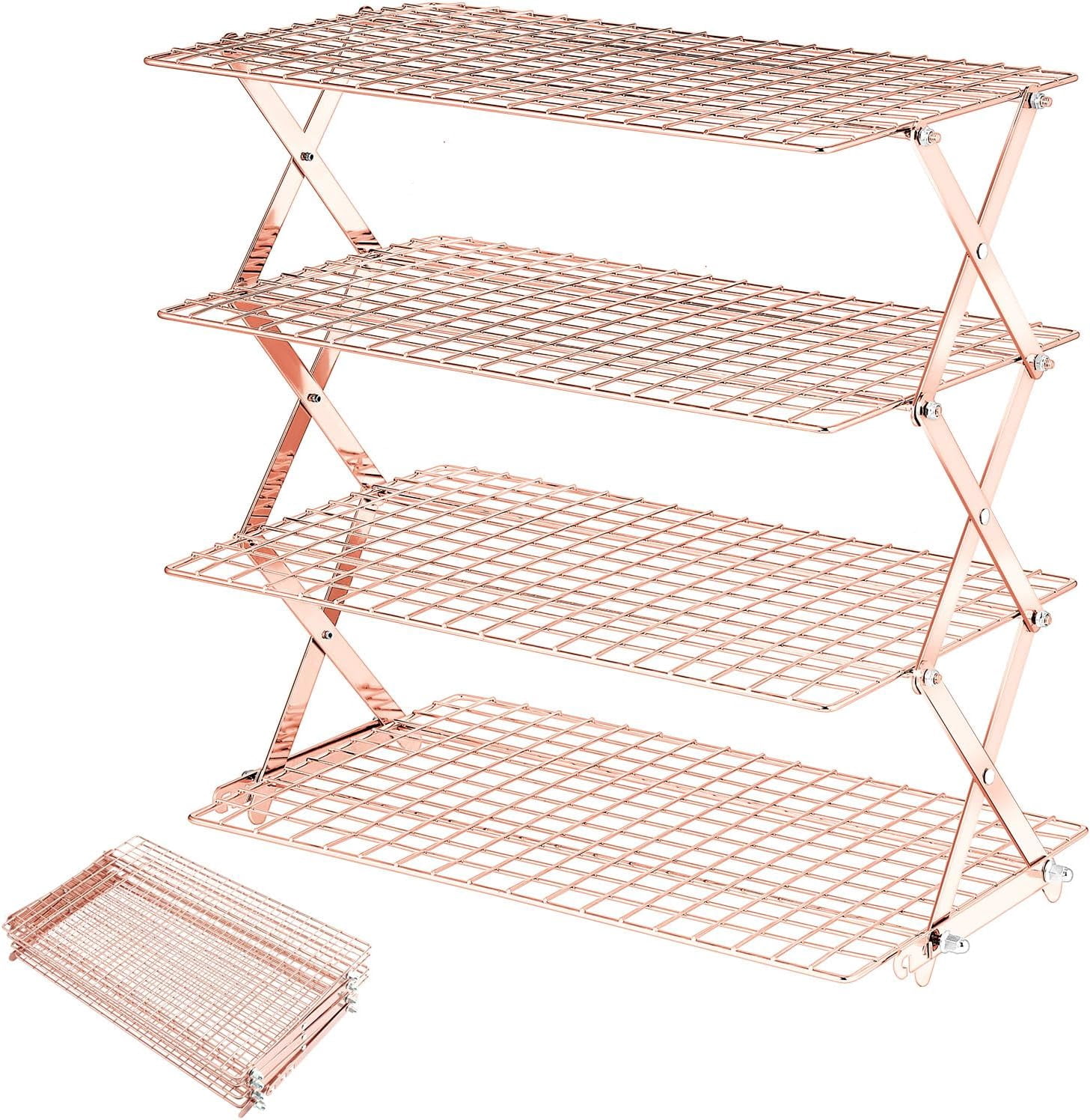 4 Tier Collapsible Cooling Rack - 3 Setting Design, Adjustable ...