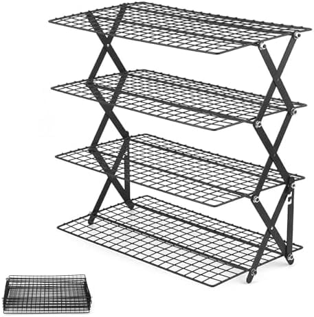 Setting Rack 4 Tier Collapsible Cooling Rack, Adjustable 3 Setting Stackable ...
