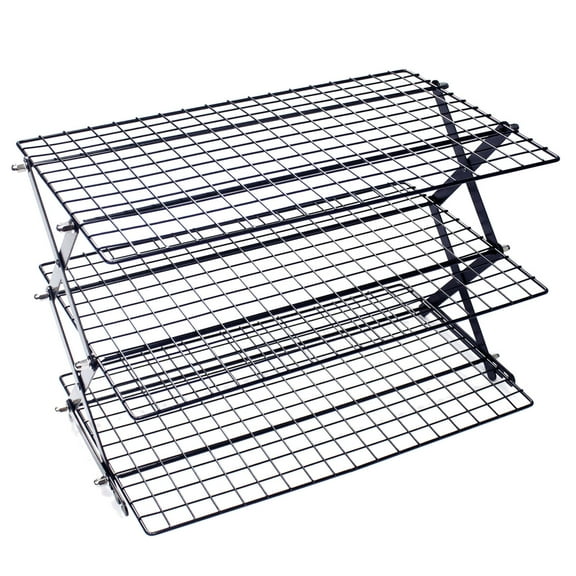 4-Tier Collapsible Cooling Rack for Baking, Adjustable & Stackable Stainless Steel Cookie Cooling Rack, Folding Roasting Grid for Cookies, Bread, Cooking - Baking Must Haves