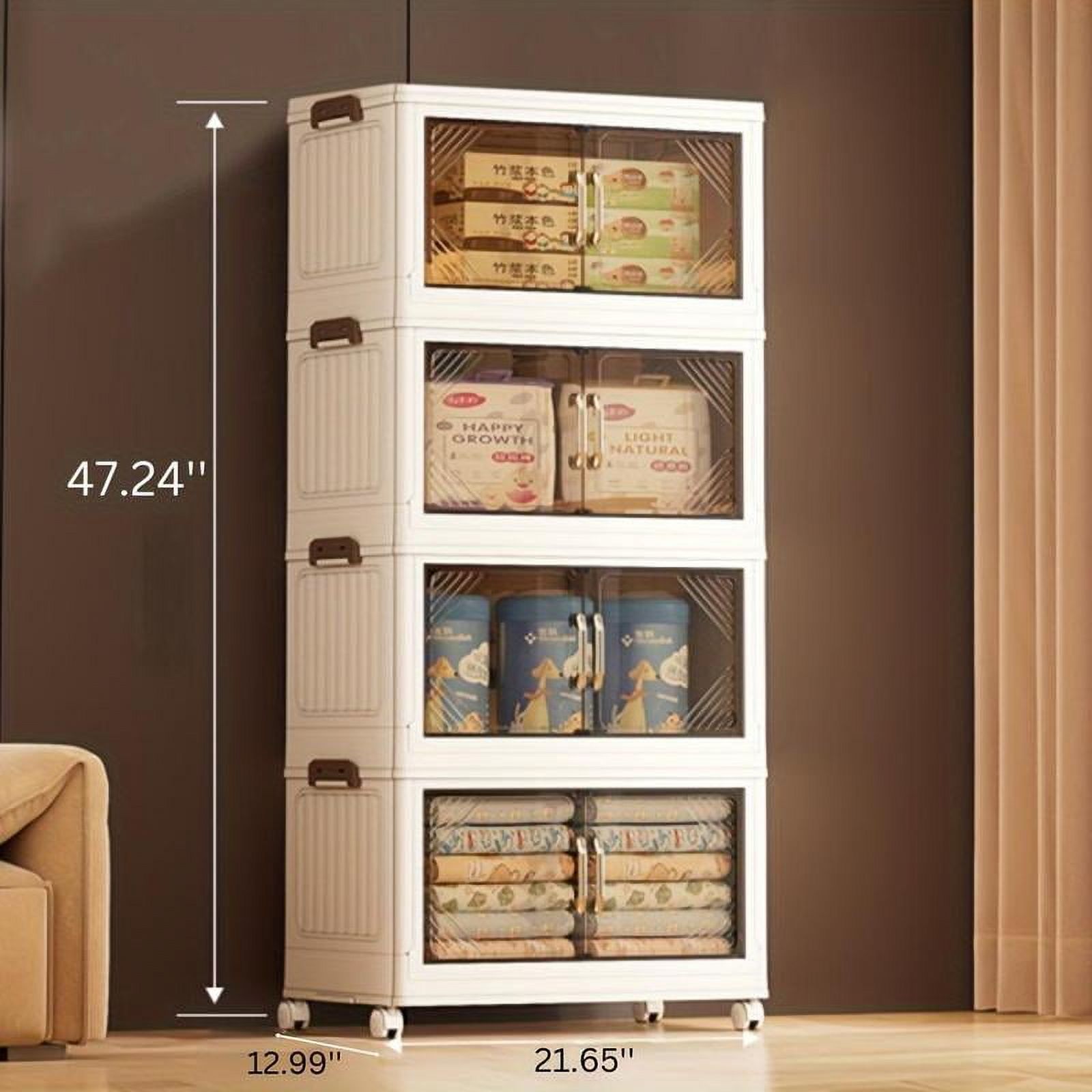 4-Tier Collapsible Storage Bins - Stack able Plastic Organizer with ...
