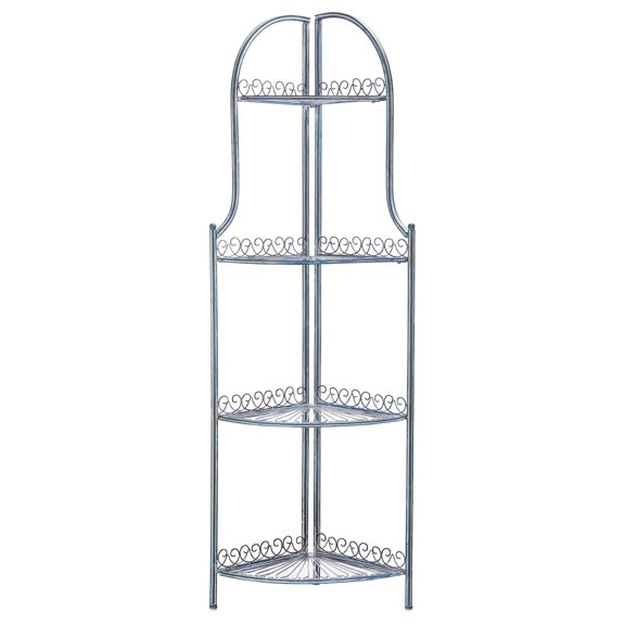 4-Tier Corner Bakers Rack In Mossy Blue Wrought Iron Finish