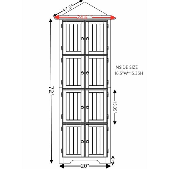 4-Tier Corner Kitchen Pantry Cabinet - 8 Doors Tall Storage Cabinet - Farmhouse Style Storage Unit for Living Room, Bathroom, Kitchen (Black)