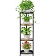 thumbnail image 1 of 4 Tier Corner Plant Stand Indoor, 45 Inch Tall Vertical Metal Flower Heavy Duty Pot Holder Shelf Outdoor for Patio Porch Living Room, Modern Black & Rustic Brown - Round, 1 of 7