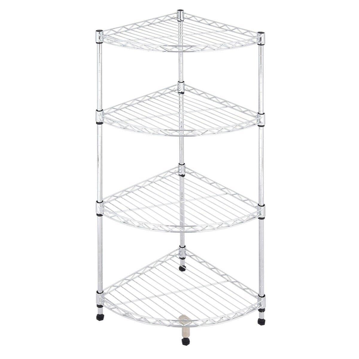 4Tier Corner Rack Display Shelf Kitchen Bathroom Storage Wire Shelving