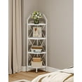 thumbnail image 1 of 4-Tier Corner Shelf, Industrial Corner Bookshelf, 47.6" Corner Storage Stand, Plant Stand Display Shelf, Corner Bookcase for Bedroom, Living Room, Home Office, White TCJ09WB, 1 of 15