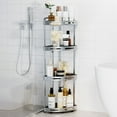 thumbnail image 1 of Corner Shower Caddy Standing - 4 Tier Acrylic Shower Organizer with Soap Holder, Aluminium Corner Shelf Standing for Bathroom, 1 of 7