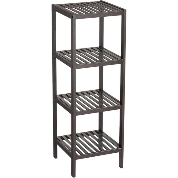 4-Tier Corner Storage Shelf, Freestanding Slatted Shelving Unit for Bathroom Entryway Living Room Kitchen and Balcony Organization
