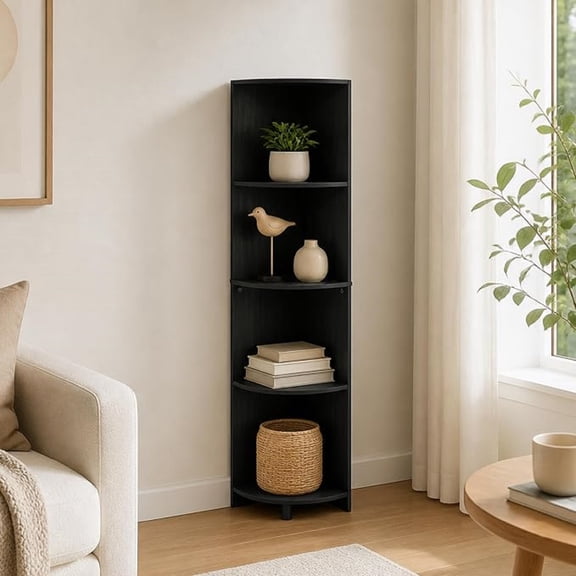 4-Tier Corner Storage Shelves, Display Rack Corner Shelf, Bookshelf, Book Shelf for Organization and Storage, Home Office, Living Room, Espresso