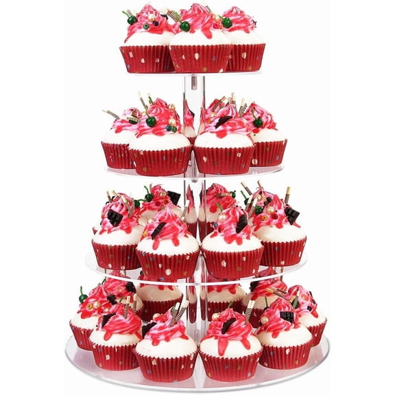 4 Tier Cupcake Stand, Acrylic Cupcake Tower Stand, Premium Cupcake Holder, Clear Cupcake Display Tree Tower Stand For 38 cupcakes, Display for Pastry Wedding Birthday Party