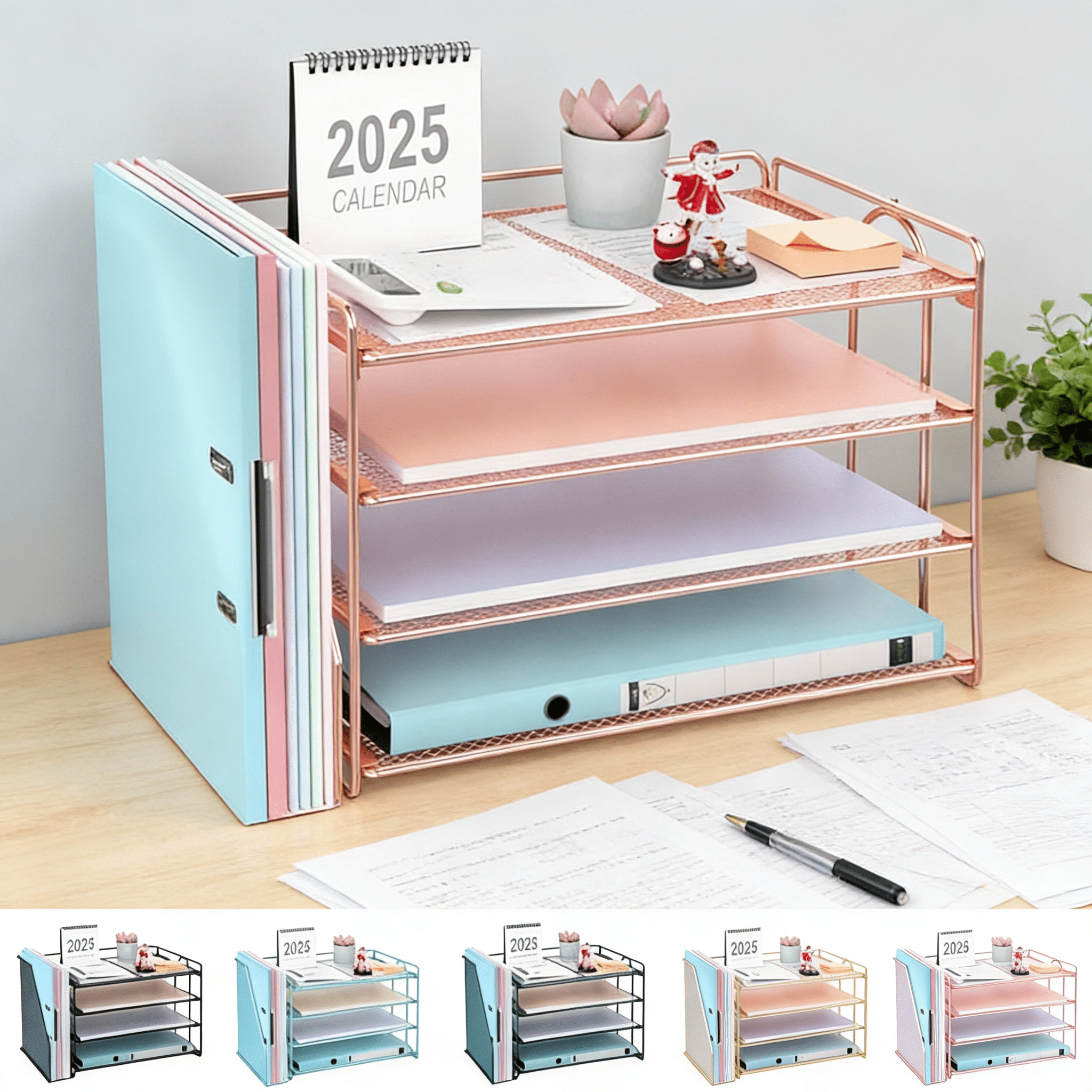 4-Tier Cute Paper Organizer with Magazine Holder - Office Desk ...
