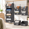 Side Panel Options 4-Tier Dark Gray Hanging Closet Organizer with Detachable Shelves and ...