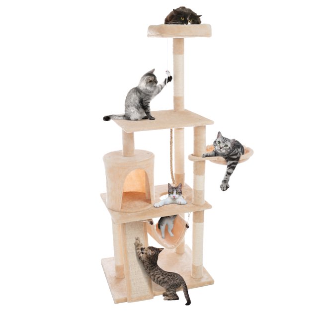 4Tier Deluxe Cat Tower Large Scratching Board, 6 Scratch Posts