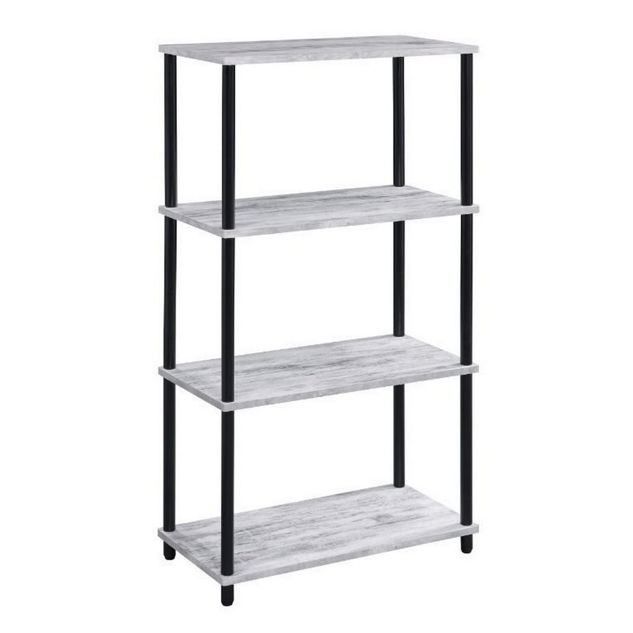 Antiqued White Adjustable 4-Tier Metal & Wood Etagere Bookcase