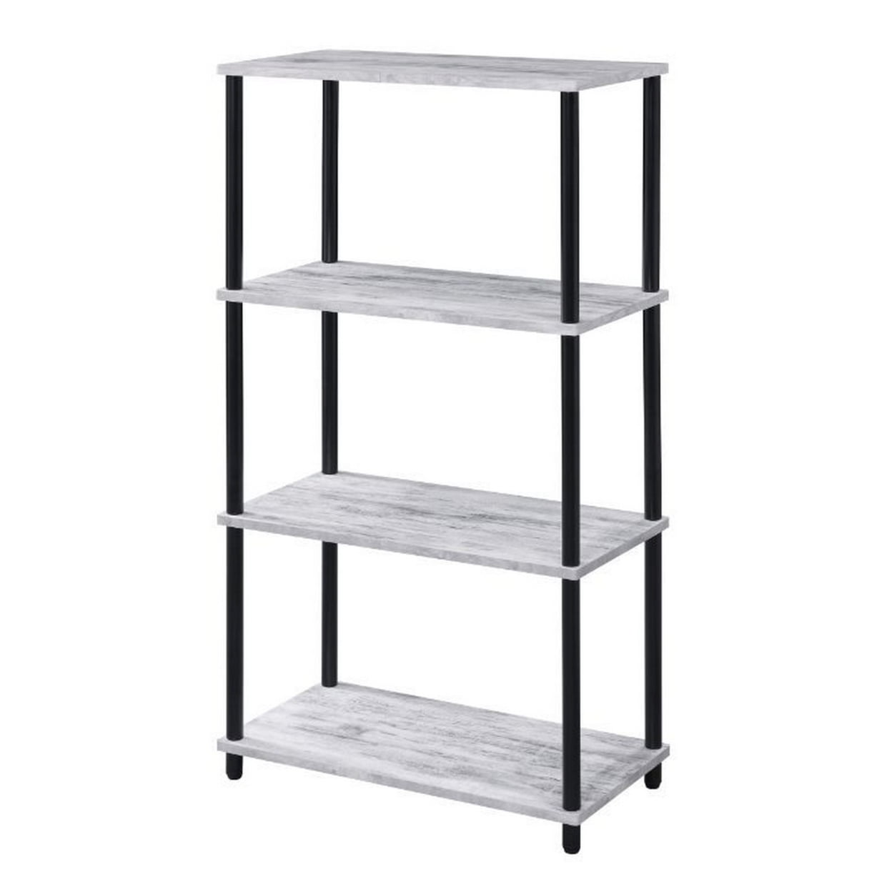 Antiqued White Adjustable 4-Tier Metal & Wood Etagere Bookcase