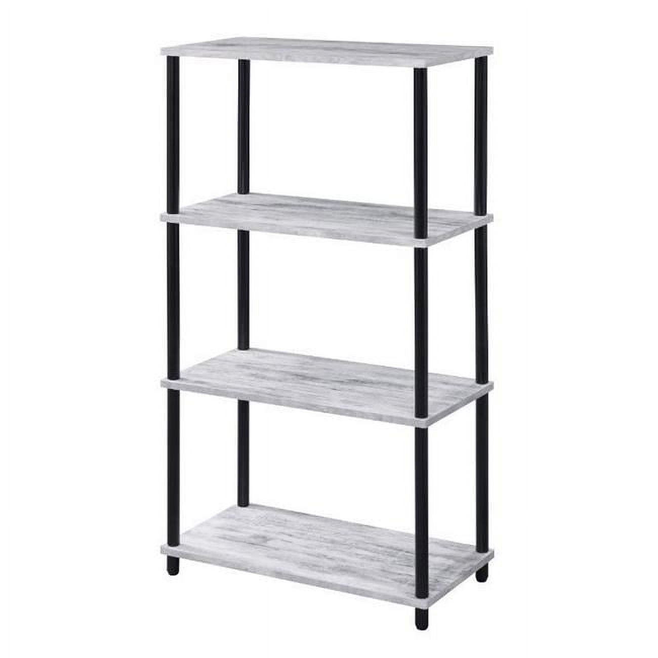 Antiqued White Adjustable 4-Tier Metal & Wood Etagere Bookcase