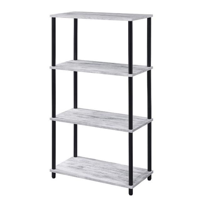 Antiqued White Adjustable 4-Tier Metal & Wood Etagere Bookcase