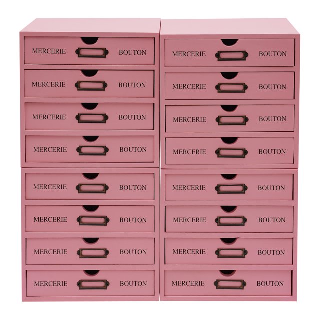 4-Tier Desktop 16 Slots Storage Box, Wooden Storage Drawer Organizer ...