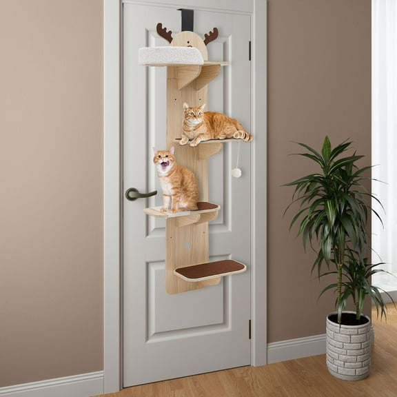 4-Tier Door Hanging Cat Tree, Door Mounted Cat Climbing Frame