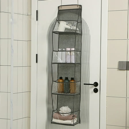 4 Tier Over The Door Hanging Organizer, Multi-Purpose Closet Storage Shelf with Clear Plastic Pockets Behind The Door, Storage Organizer for Bathroom Bedroom Apartments Dorms