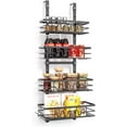 thumbnail image 1 of 4-Tier Over The Door Organizer - Metal Hanging Spice Rack & Pantry Shelves - No-Tool Storage Basket for Kitchen, Bathroom, Laundry (Fits Standard Doors, Black/White), 1 of 6