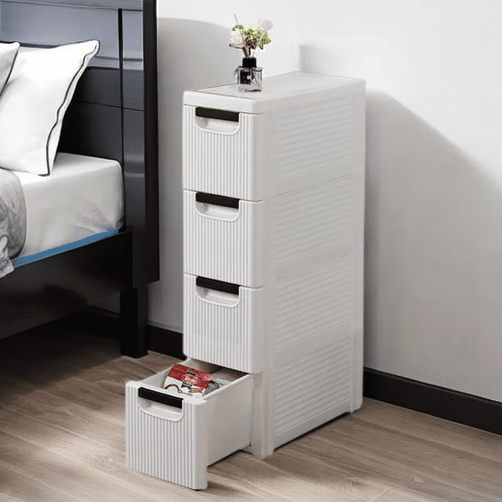 4Tier Drawer Plastic Storage Cart with Wheels, Rolling Storage