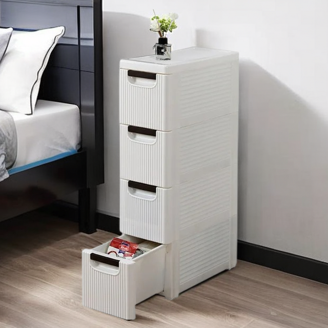 4Tier Drawer Plastic Storage Cart with Wheels, Rolling Storage