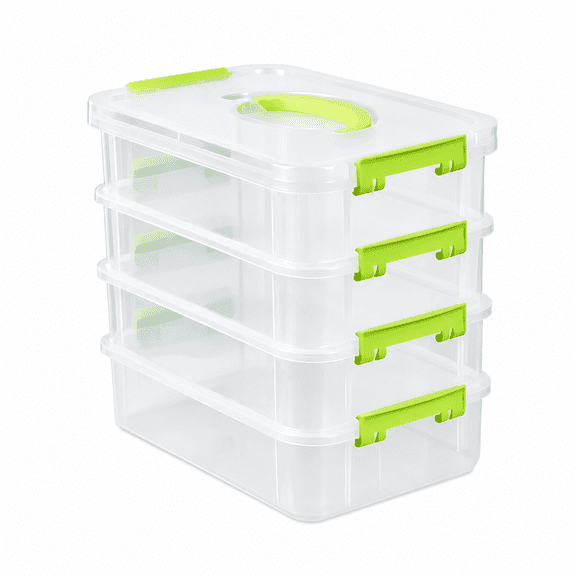 4 Tier Drawer Storage Organizer Box Multi Compartment Small Parts Hardware Craft Supply Cabinet Green Polypropylene 9.8 X 6.3 X 9.1 In