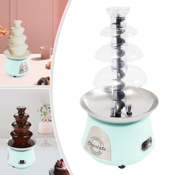 4-Tier Electric Chocolate Fondue Fountain Machine Blue, 2.2 lb Large Capacity for Birthday Party Wedding Graduation Celebration