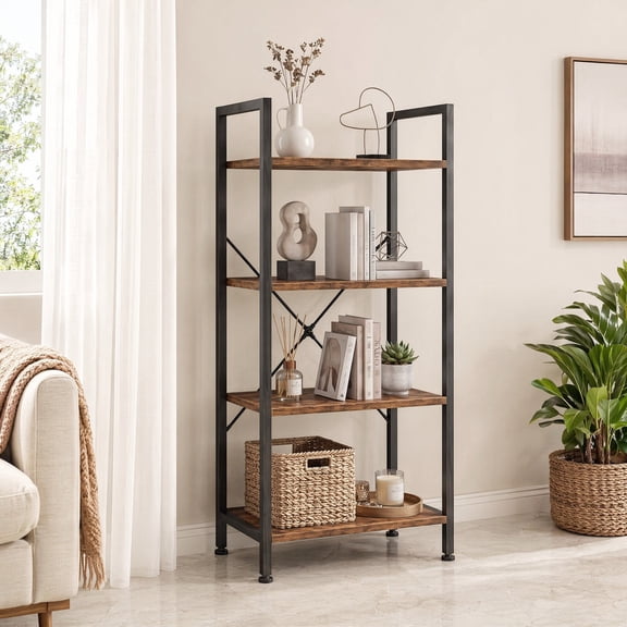4-Tier Elevated Display Stand, Classical Storage Shelves for Living Room, Home Office and Multipurpose Use
