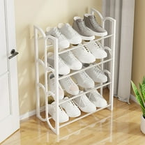 4-Tier Entryway Shoe Organizer Shoe Rack Shelf, Bedroom Shoe Organizer Hallway Shoe Rack, Shoe Rack Cute Shoe Organizer for Closet,White