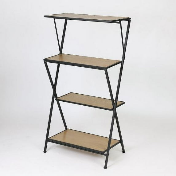 Luxen Home Modern Wood and Metal 55.6in. H Four-Tier Etagere Bookcase