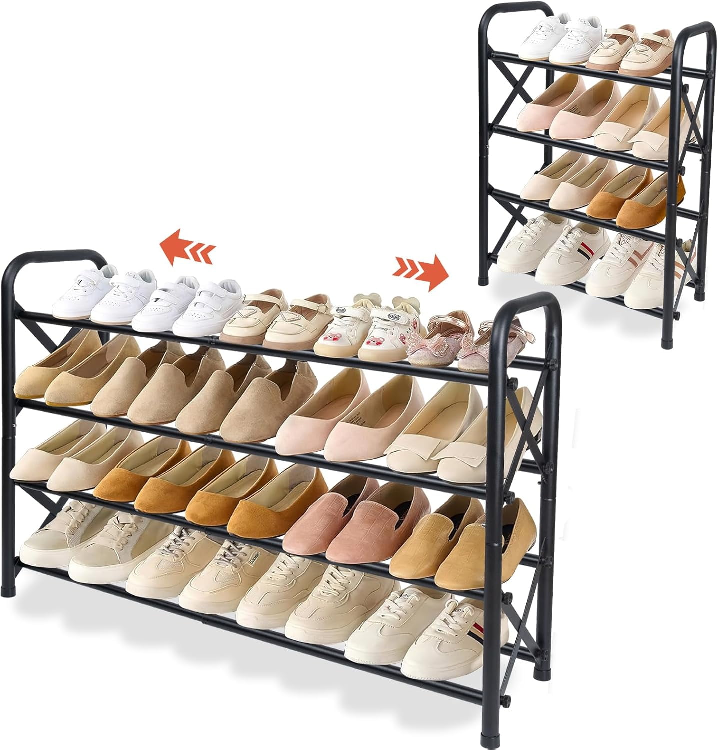 Schuhregal Aus Metall - Expandierbarer Schuhorganizer Mit Verstellbaren Etagen