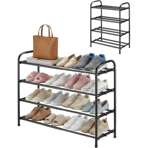 Free Standing Wardrobe Racks 4-Tier Expandable Shoe Rack, Adjustable Shoe Shelf Storage Organizer ...