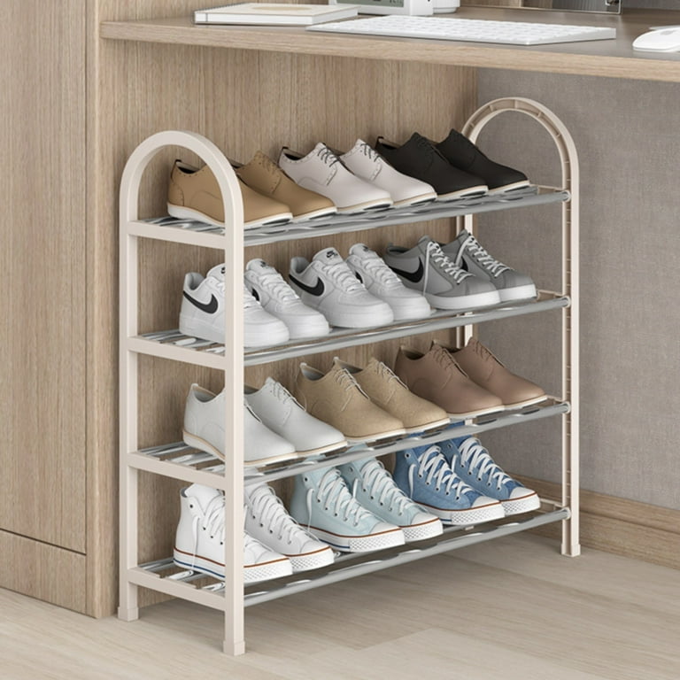 4-Tier Expandable Shoe Rack,Adjustable Shoe Shelf Storage