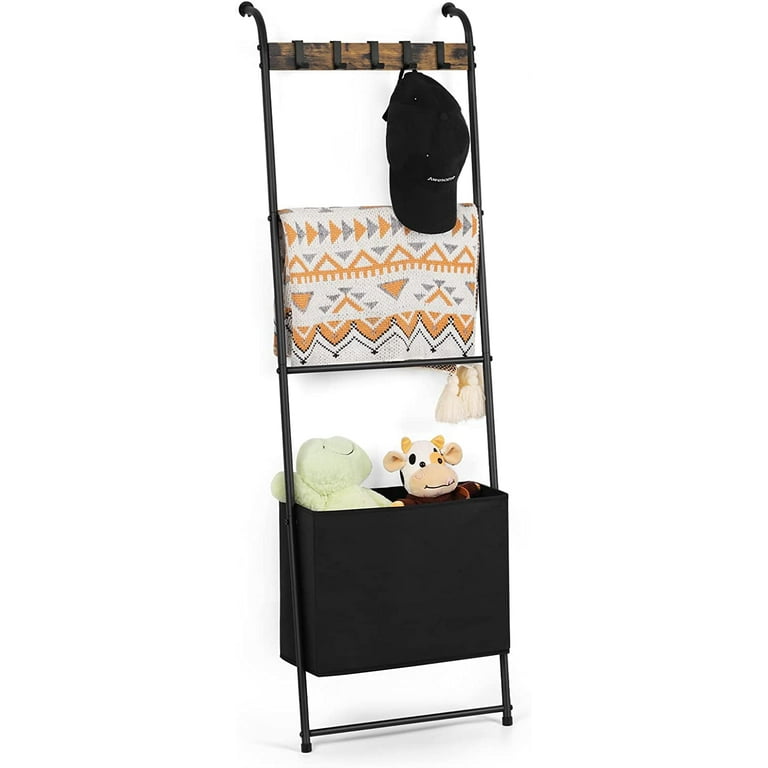 5-Tier 57.68 in. Farmhouse Wall Mounted Ladder Quilt Rack with