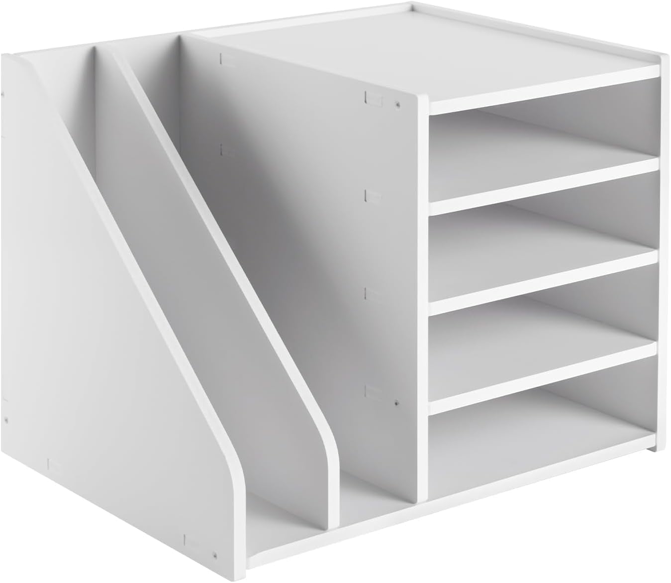 4-Tier File Organizer for Desk - Desktop Paper Storage Letter Tray with 2 Upright Sections, Home Office School File Sorter, 15.35 x 12.16 x 11.81in