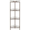 thumbnail image 1 of 4 Tier Floor Standing Corner Shower Caddy Organizer Shelf with Hooks, Bathroom Shelves Stand Rack, Coffee, 1 of 7