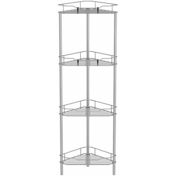 4 Tier Floor Standing Corner Shower Caddy Organizer Shelf with Hooks ...