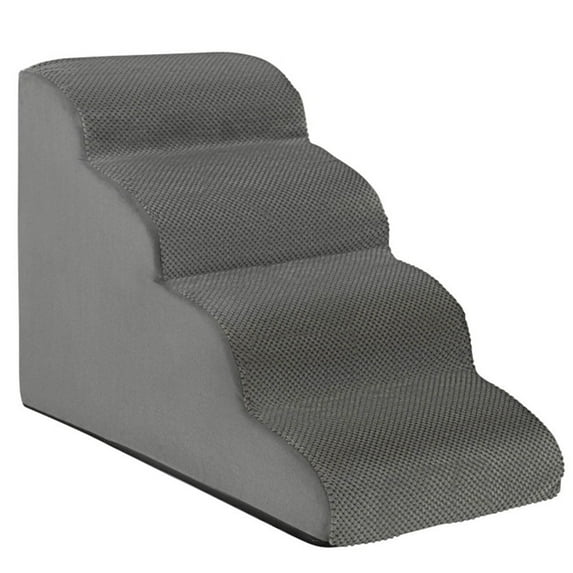 4-Tier Foam Non-Slip Dog Steps with Washable Zippered Cover-Gray, Dog Stairs for Small Dogs, Dog Steps Stairs Ramps for High Bed Couch