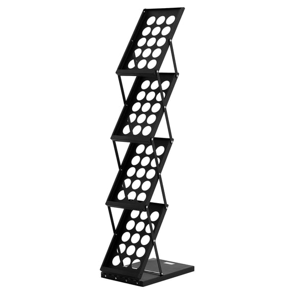 4-Tier Foldable Magazine and Brochure Display Rack with Carrying Bag, Portable Literature Catalog Holder for Office, Trade Shows, and Exhibitions (4 Pockets)
