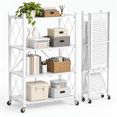 thumbnail image 1 of 4-Tier Foldable Metal Storage Shelves, No-Assembly Folding Frame and Rolling Storage Rack for Kitchen, Pantry, Garage and Basement, White, 1 of 9